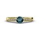 1 - Agnes Classic Round Center Blue Diamond Accented with White Diamond in Milgrain Engagement Ring 