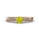 1 - Agnes Classic Round Center Yellow Diamond Accented with White Diamond in Milgrain Engagement Ring 