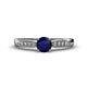 1 - Agnes Classic Round Center Blue Sapphire Accented with Diamond in Milgrain Engagement Ring 