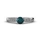 1 - Agnes Classic Round Center London Blue Topaz Accented with Diamond in Milgrain Engagement Ring 