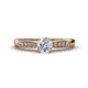 1 - Agnes Classic Round Center Forever Brilliant Moissanite Accented with Diamond in Milgrain Engagement Ring 