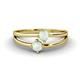 1 - Ria 0.40 ctw (4.00 mm) Round Opal Split Shank 2 Stone Engagement Ring 