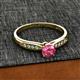 2 - Agnes Classic Round Center Pink Tourmaline Accented with Diamond in Milgrain Engagement Ring 