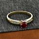 2 - Agnes Classic Round Center Red Garnet Accented with Diamond in Milgrain Engagement Ring 