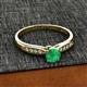 2 - Agnes Classic Round Center Emerald Accented with Diamond in Milgrain Engagement Ring 