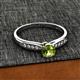 2 - Agnes Classic Round Center Peridot Accented with Diamond in Milgrain Engagement Ring 