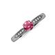 3 - Agnes Classic Round Center Pink Tourmaline Accented with Diamond in Milgrain Engagement Ring 