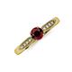 3 - Agnes Classic Round Center Red Garnet Accented with Diamond in Milgrain Engagement Ring 