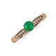 3 - Agnes Classic Round Center Emerald Accented with Diamond in Milgrain Engagement Ring 