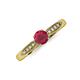 3 - Agnes Classic Round Center Ruby Accented with Diamond in Milgrain Engagement Ring 