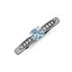 3 - Agnes Classic Round Center Aquamarine Accented with Diamond in Milgrain Engagement Ring 