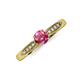3 - Agnes Classic Round Center Pink Tourmaline Accented with Diamond in Milgrain Engagement Ring 