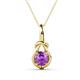 1 - Caron 6.50 mm Round Amethyst Solitaire Love Knot Pendant Necklace 