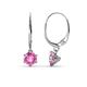 1 - Calla Lab Created Pink Sapphire (5mm) Solitaire Dangling Earrings 