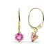 1 - Calla Lab Created Pink Sapphire (5mm) Solitaire Dangling Earrings 