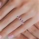 5 - Alaya Emerald Cut Pink Tourmaline and Diamond 14 Stone Wedding Band 