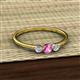 2 - Shirley 4.00 mm Round Pink Sapphire and Lab Grown Diamond Three Stone Engagement Ring 