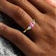 6 - Shirley 4.00 mm Round Pink Sapphire and Lab Grown Diamond Three Stone Engagement Ring 
