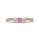1 - Shirley 4.00 mm Round Pink Sapphire and Lab Grown Diamond Three Stone Engagement Ring 