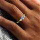 6 - Shirley 4.00 mm Round Aquamarine and Lab Grown Diamond Three Stone Engagement Ring 