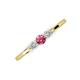 3 - Shirley 4.00 mm Round Pink Tourmaline and Lab Grown Diamond Three Stone Engagement Ring 