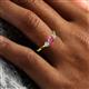 6 - Shirley 4.00 mm Round Pink Tourmaline and Lab Grown Diamond Three Stone Engagement Ring 