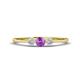 1 - Shirley 4.00 mm Round Amethyst and Lab Grown Diamond Three Stone Engagement Ring 