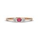 1 - Shirley 4.00 mm Round Rhodolite Garnet and Lab Grown Diamond Three Stone Engagement Ring 