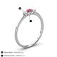 4 - Shirley 4.00 mm Round Pink Tourmaline and Lab Grown Diamond Three Stone Engagement Ring 