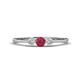 1 - Shirley 4.00 mm Round Ruby and Lab Grown Diamond Three Stone Engagement Ring 