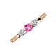 3 - Shirley 5.00 mm Round Lab Created Pink Sapphire and Lab Grown Diamond Three Stone Engagement Ring 