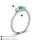 4 - Shirley 5.00 mm Round Emerald and Lab Grown Diamond Three Stone Engagement Ring 