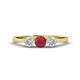 1 - Shirley 5.00 mm Round Ruby and Lab Grown Diamond Three Stone Engagement Ring 