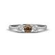 1 - Shirley 5.00 mm Round Smoky Quartz and Lab Grown Diamond Three Stone Engagement Ring 