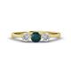 1 - Shirley 5.00 mm Round London Blue Topaz and Lab Grown Diamond Three Stone Engagement Ring 