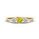 1 - Shirley 5.00 mm Round Yellow Diamond and Lab Grown Diamond Three Stone Engagement Ring 