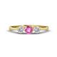 1 - Shirley 5.00 mm Round Lab Created Pink Sapphire and Lab Grown Diamond Three Stone Engagement Ring 