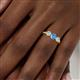 6 - Shirley 5.00 mm Round Blue Topaz and Lab Grown Diamond Three Stone Engagement Ring 