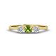 1 - Shirley 5.00 mm Round Peridot and Lab Grown Diamond Three Stone Engagement Ring 