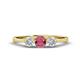 1 - Shirley 5.00 mm Round Rhodolite Garnet and Lab Grown Diamond Three Stone Engagement Ring 