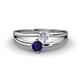 1 - Ria 4.00 mm Round Blue Sapphire and Diamond Split Shank 2 Stone Engagement Ring 