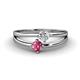 1 - Ria 4.00 mm Round Pink Tourmaline and Diamond Split Shank 2 Stone Engagement Ring 