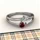2 - Ria 4.00 mm Round Red Garnet and Diamond Split Shank 2 Stone Engagement Ring 