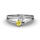 1 - Ria 4.00 mm Round Yellow Sapphire and Diamond Split Shank 2 Stone Engagement Ring 