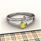 2 - Ria 4.00 mm Round Yellow Sapphire and Diamond Split Shank 2 Stone Engagement Ring 