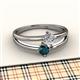 2 - Ria 4.00 mm Round London Blue Topaz and Diamond Split Shank 2 Stone Engagement Ring 