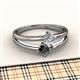 2 - Ria 4.00 mm Round Black and White Diamond Split Shank 2 Stone Engagement Ring 