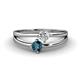 1 - Ria 4.00 mm Round Blue and White Diamond Split Shank 2 Stone Engagement Ring 