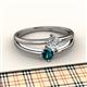 2 - Ria 4.00 mm Round Blue and White Diamond Split Shank 2 Stone Engagement Ring 