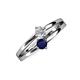 3 - Ria 4.00 mm Round Blue Sapphire and Diamond Split Shank 2 Stone Engagement Ring 